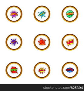 Pop art label icons set. Cartoon style set of 9 pop art label vector icons for web design. Pop art label icons set, cartoon style