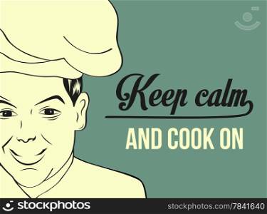 pop art man in cooker uniform , vector illustration