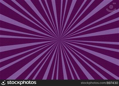 Pop art purple background with radial lines. Background with halftones for comics. Textured background with radial halftone lines for posters, comics and cartoons