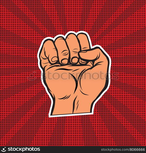 Pop art retro fist, vector illustration. Strength and power