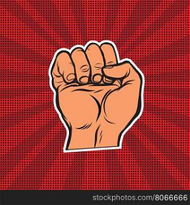 Pop art retro fist, vector illustration. Strength and power