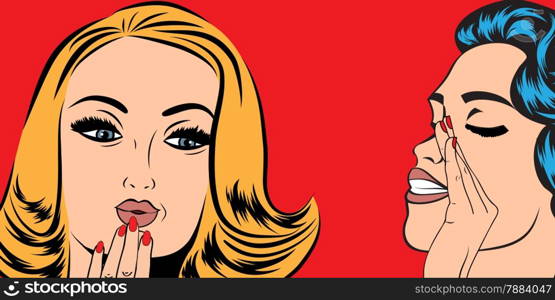 pop art retro women in comics style that gossip, vector illustration