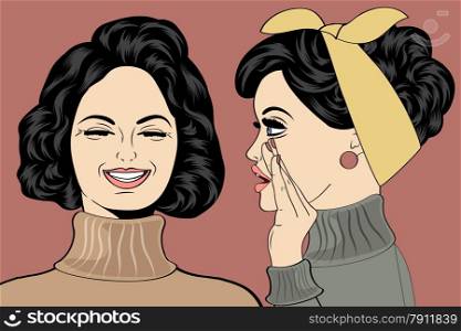 pop art retro women in comics style that gossip, vector illustration