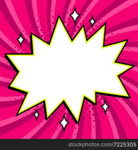 Pop art styled speech bubble template for your design. Comics pop-art style empty bang shape on a purple twisted background. illustration. Ideal for web banners. Vector illustration. Pop art styled speech bubble template for your design. Comics pop-art style empty bang shape on a purple twisted background. illustration. Ideal for web banners.