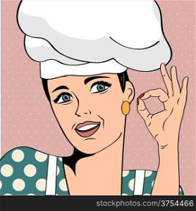 pop art woman cook, illustration in vector format
