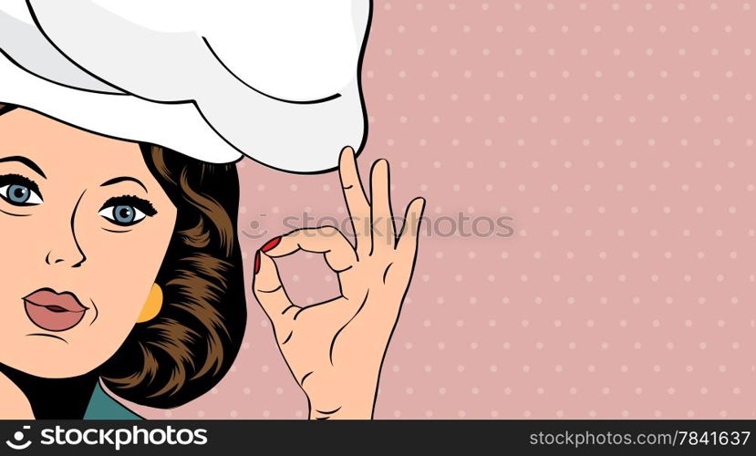 pop art woman cook, illustration in vector format