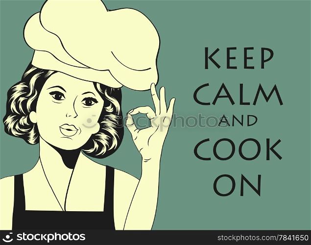 pop art woman cook, illustration in vector format