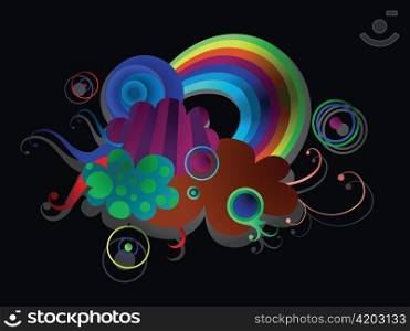 popart background with rainbow vector illustration