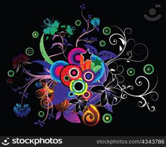 popart floral background vector illustration