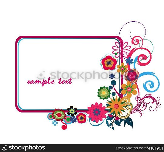 popart floral frame vector illustration