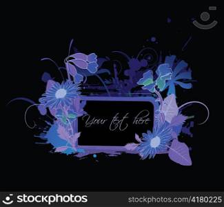 popart floral frame vector illustration