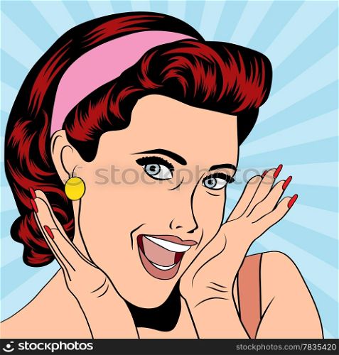 popart woman in comics style, vector illustration