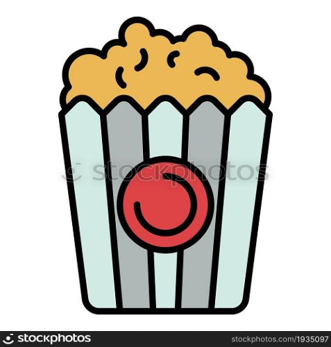 Popcorn basket icon. Outline popcorn basket vector icon color flat isolated. Popcorn basket icon color outline vector