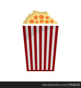 Popcorn box icon. Flat illustration of popcorn box vector icon for web isolated on white. Popcorn box icon, flat style