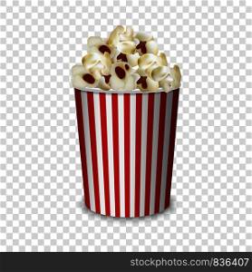 Popcorn box mockup. Realistic illustration of popcorn box vector mockup for on transparent background. Popcorn box mockup, realistic style