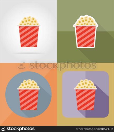 popcorn cinema flat icons vector illustration isolated on background