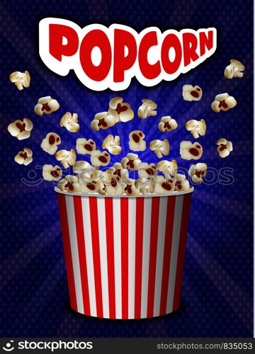 Popcorn explosion concept background. Realistic illustration of popcorn explosion vector concept background for web design. Popcorn explosion concept background, realistic style