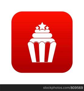 Popcorn icon digital red for any design isolated on white vector illustration. Popcorn icon digital red