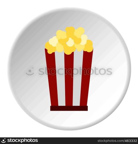 Popcorn icon in flat circle isolated vector illustration for web. Popcorn icon circle