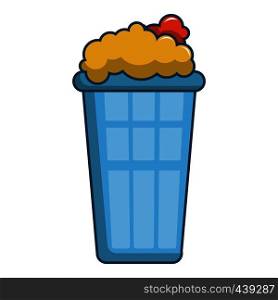 Popcorn in a blue bucket icon. Cartoon illustration of popcorn in a blue bucket vector icon for web. Popcorn in a blue bucket icon, cartoon style