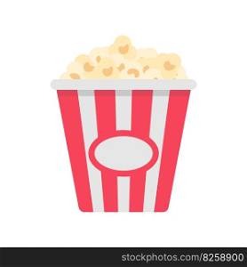 Popcorn in a red and white paper cup Snacks while watching movies in the cinema