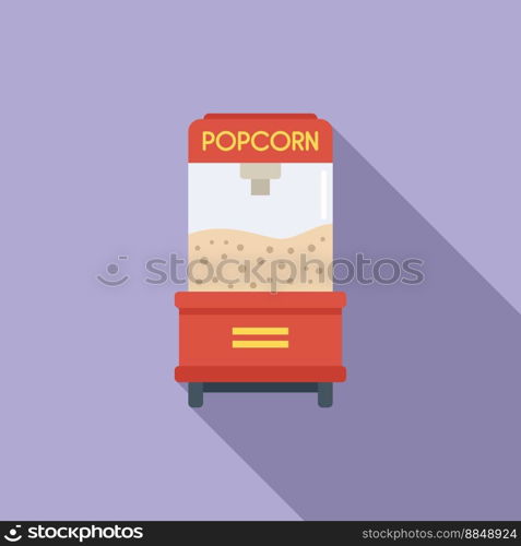 Popcorn machine icon flat vector. Corn food. Cart stand. Popcorn machine icon flat vector. Corn food