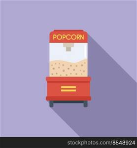 Popcorn machine icon flat vector. Corn food. Cart stand. Popcorn machine icon flat vector. Corn food