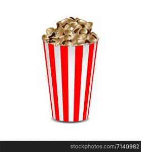 Popcorn mockup. Realistic illustration of popcorn vector mockup for web design isolated on white background. Popcorn mockup, realistic style
