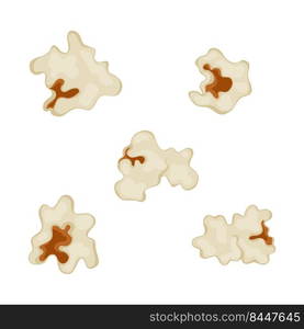 Popcorn set isolated on white. Volumetric elements of popcorn, ready-made corn for cinemas