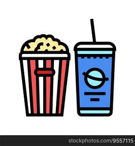 popcorn soda drink color icon vector. popcorn soda drink sign. isolated symbol illustration. popcorn soda drink color icon vector illustration