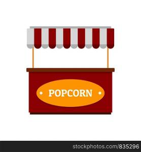 Popcorn street shop icon. Flat illustration of popcorn street shop vector icon for web isolated on white. Popcorn street shop icon, flat style