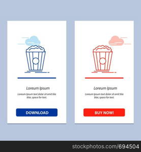 Popcorn, Theater, Movie, Snack Blue and Red Download and Buy Now web Widget Card Template