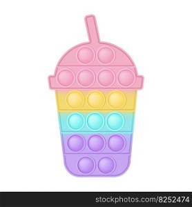 Popit figure cocktail as a fashionable silicon toy for fidgets. Addictive anti stress toy in pastel rainbow colors. Bubble anxiety developing pop it toys for kids. Vector illustration isolated on white. Popit figure cocktail as a fashionable silicon toy for fidgets. Addictive anti stress toy in pastel rainbow colors. Bubble anxiety developing pop it toys for kids. Vector illustration isolated on white.