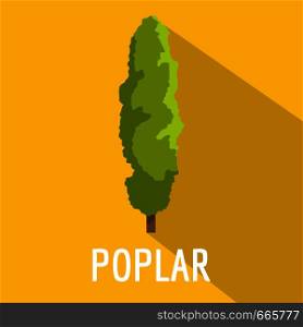 Poplar tree icon. Flat illustration of poplar tree vector icon for web. Poplar tree icon, flat style