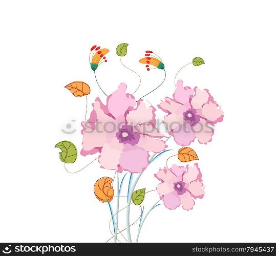 Poppy flowers, watercolor