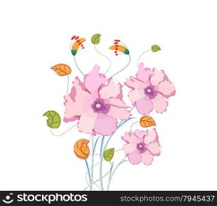 Poppy flowers, watercolor