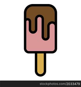 Popsicle icon. Outline popsicle vector icon color flat isolated. Popsicle icon color outline vector