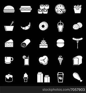 Popular food icons on black background, stock vector