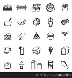 Popular food line icons on white background, stock vector