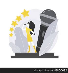 Popular music abstract concept vector illustration. Popular singer tour, pop music industry, top chart artist, musical band production service, recording studio, book for event abstract metaphor.. Popular music abstract concept vector illustration.