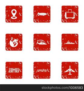 Popular way icons set. Grunge set of 9 popular way vector icons for web isolated on white background. Popular way icons set, grunge style