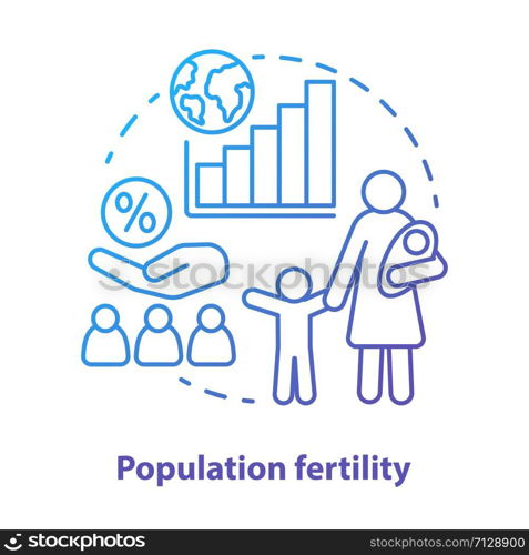 Population fertility concept icon. Birthrate idea thin line illustration in blue. Birth control in different countries. Planned parenthood. People growth. Vector isolated outline drawing