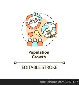 Population growth concept icon. Overpopulation. Risks to food security abstract idea thin line illustration. Isolated outline drawing. Editable stroke. Arial, Myriad Pro-Bold fonts used. Population growth concept icon