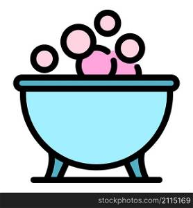 Porcelain bathtub icon. Outline porcelain bathtub vector icon color flat isolated. Portable bathtub icon color outline vector