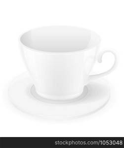 porcelain cup and saucer vector illustration isolated on white background