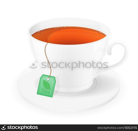 porcelain cup of tea in package with rope vector illustration isolated on white background