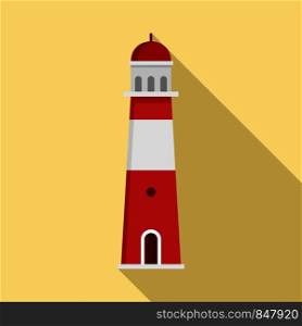 Port lighthouse icon. Flat illustration of port lighthouse vector icon for web design. Port lighthouse icon, flat style