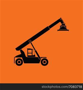 Port loader icon. Orange background with black. Vector illustration.