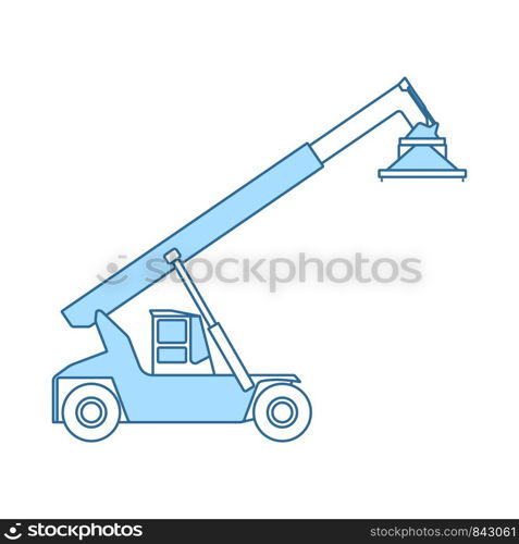 Port Loader Icon. Thin Line With Blue Fill Design. Vector Illustration.