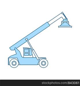 Port Loader Icon. Thin Line With Blue Fill Design. Vector Illustration.